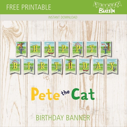 Free Printable Pete the Cat Birthday Banner