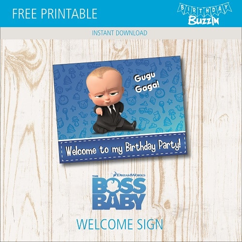 Free printable Boss Baby Welcome Sign