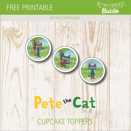 Free printable Pete the Cat Cupcake Toppers