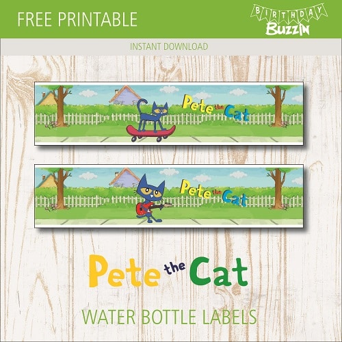 Free printable Pete the Cat Water bottle labels