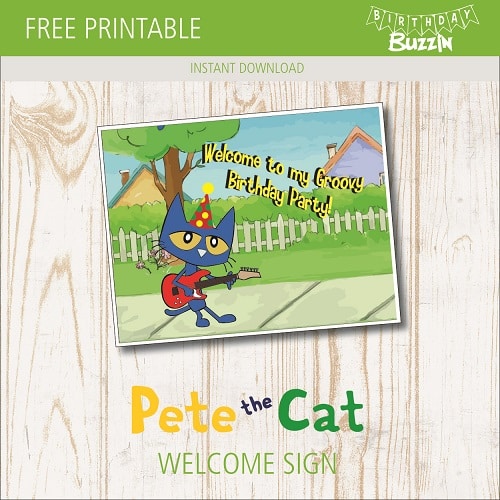 Free printable Pete the Cat welcome Sign