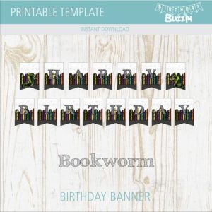 Printable Bookworm Birthday Banner