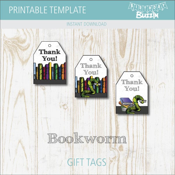 Printable Bookworm Gift Tags