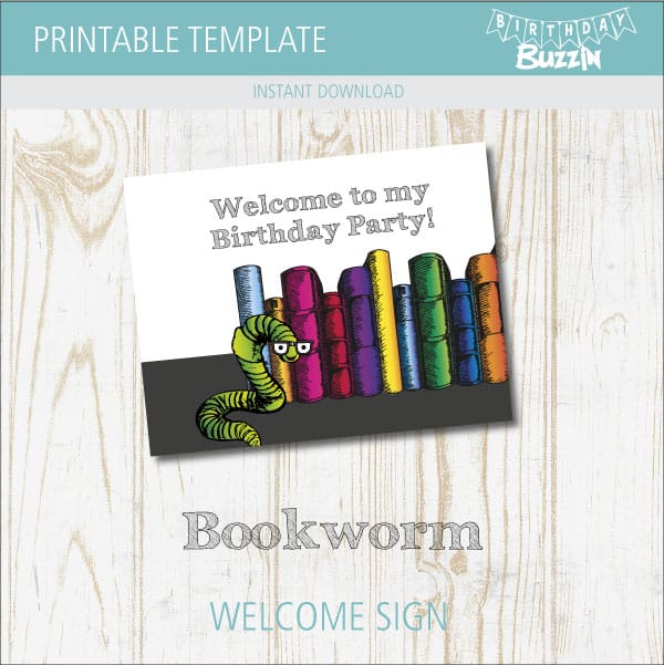 Printable Bookworm Welcome Sign