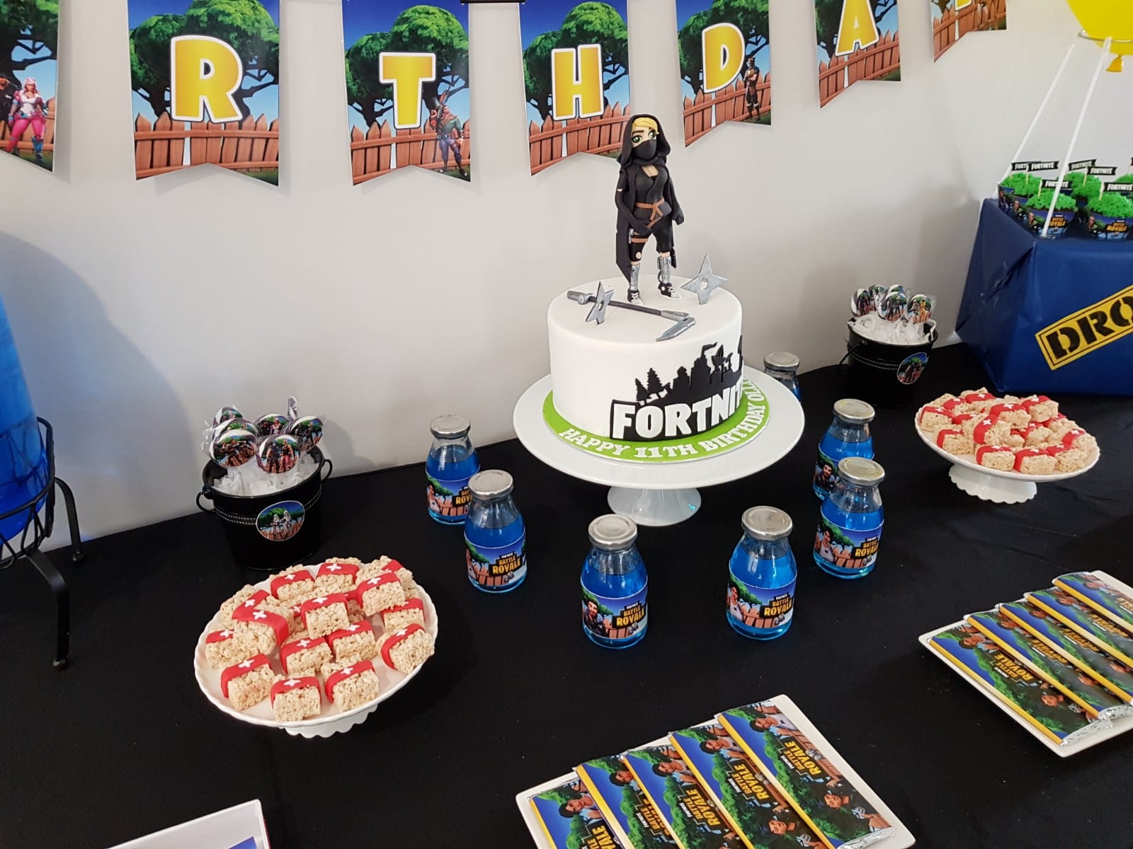 Fortnite birthday cake with drop box made from a small Fortnite birthday cake with drop box made from a small