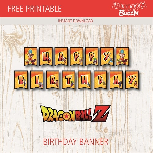 Free Printable Dragon Ball Z Birthday Banner