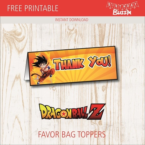 Free Printable Dragon Ball Z Favor Bag Toppers