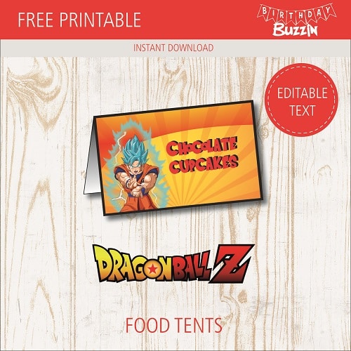 Free Printable Dragon Ball Z Food tents