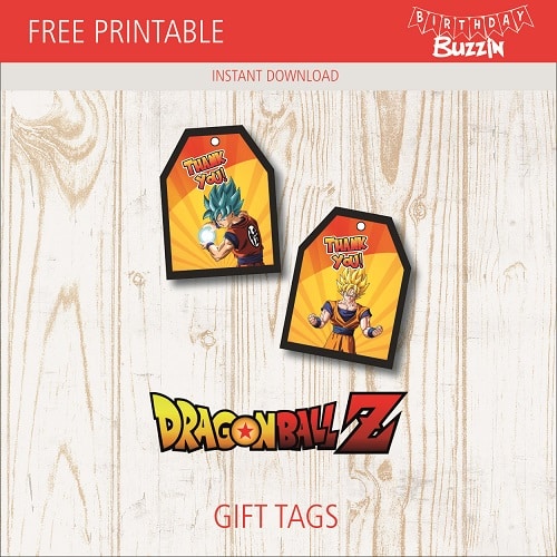 Free Printable Dragon Ball Z Gift Tags