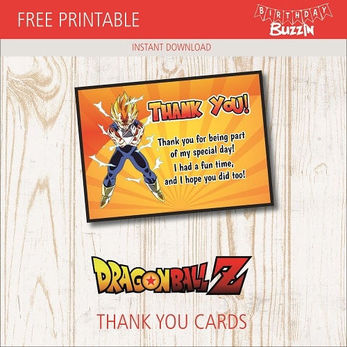 Free Printable Dragon Ball Z Thank You Cards