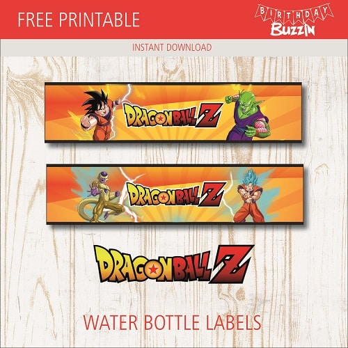 Free Printable Dragon Ball Z Water bottle labels
