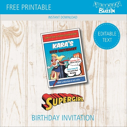 Free Printable Supergirl Birthday Party Invitations Birthday Buzzin Free Printable Supergirl Birthday Party Invitations Birthday Buzzin
