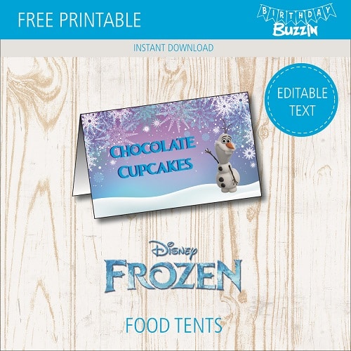 Free printable Frozen Food tents