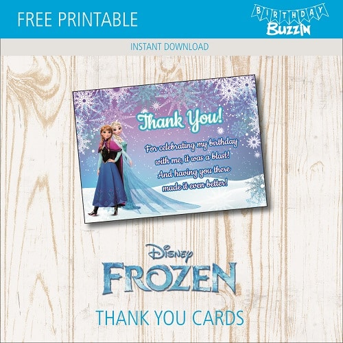 Free Printable Frozen Thank You Cards Birthday Buzzin
