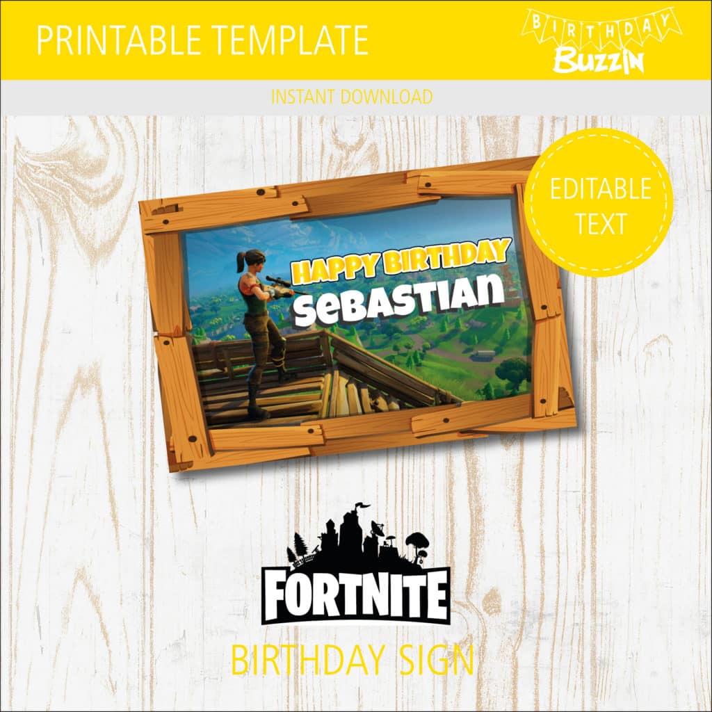 Printable Fortnite birthday sign