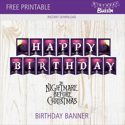 Free Printable Nightmare Before Christmas Birthday Banner