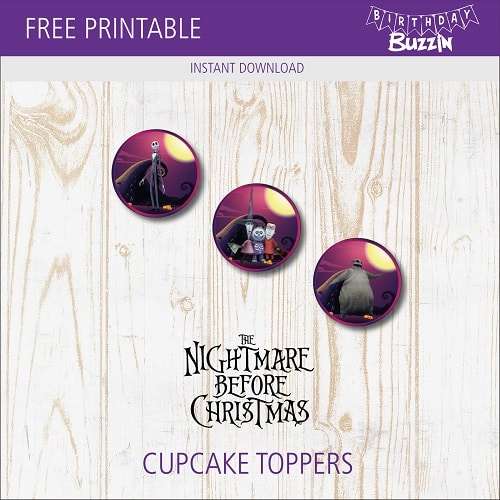 Free printable Nightmare before Christmas Cupcake Toppers