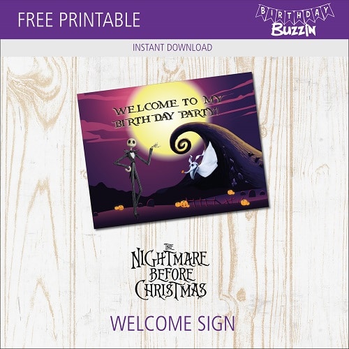 Free printable Nightmare before Christmas Welcome Sign