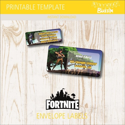 Printable Fortnite Envelope Labels