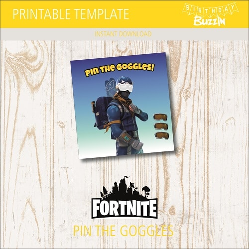 Printable Fortnite Pin the goggles Game