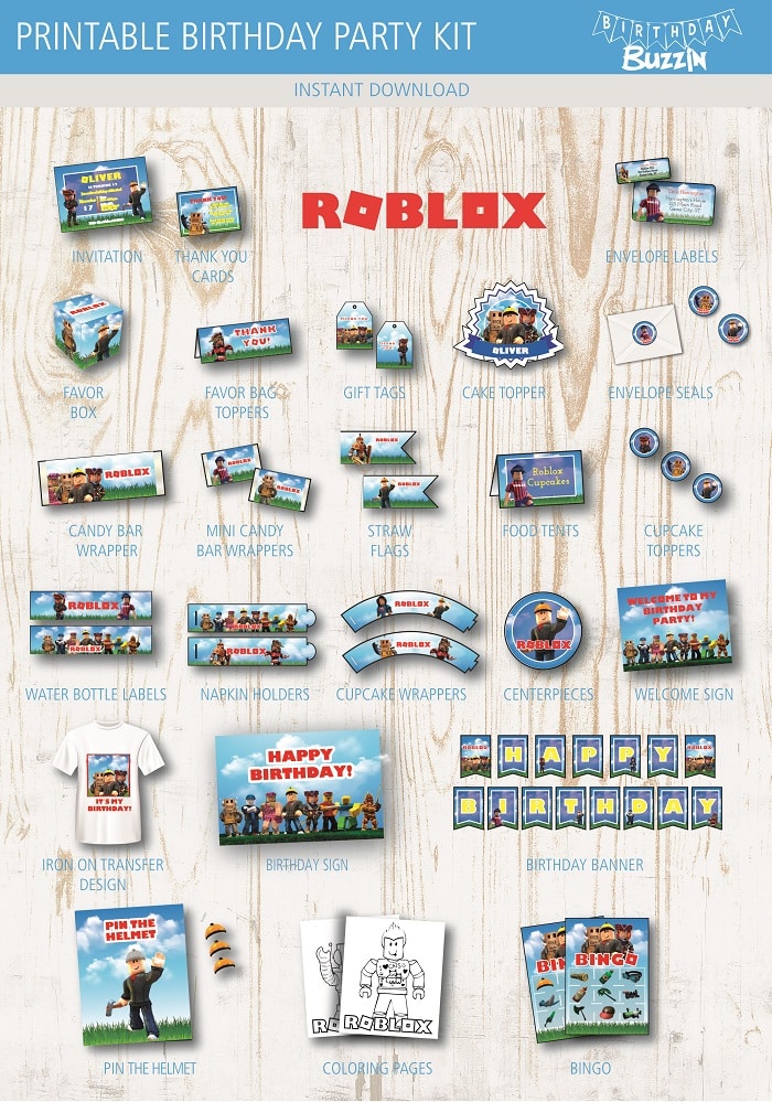 Roblox Birthday Party Printable Kit Birthday Buzzin - free printable roblox candy bar wrappers