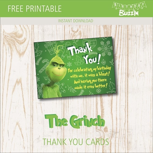 Free printable The Grinch Thank You Cards