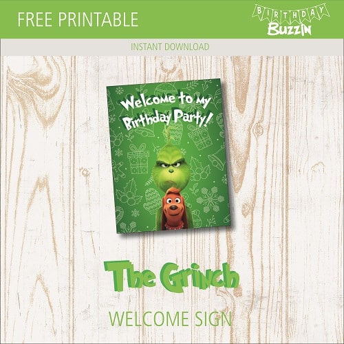 Free printable The Grinch Welcome Sign