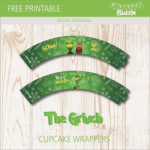 Free printable the Grinch Cupcake Wrappers