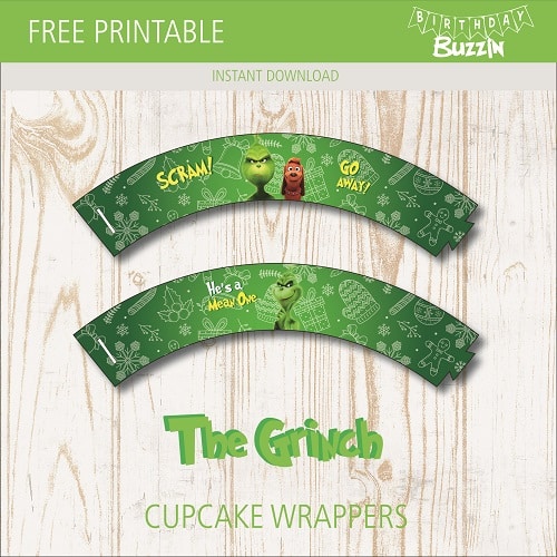 Free printable the Grinch Cupcake Wrappers