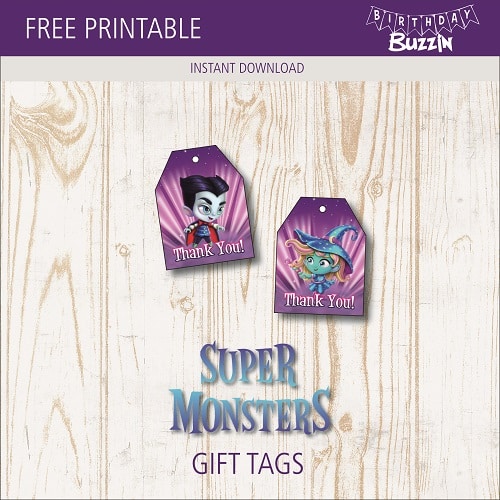 Free Printable Super Monsters Favor Tags