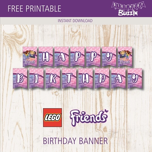 Free printable Lego Friends Birthday Banner