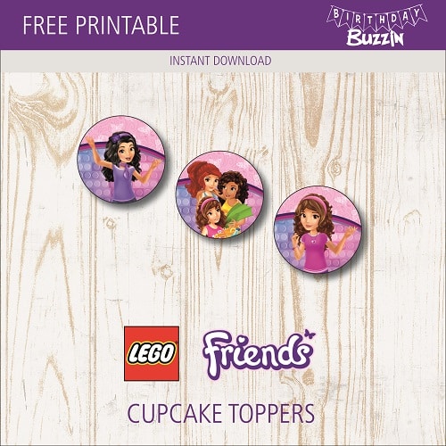 Free printable Lego Friends Cupcake Toppers