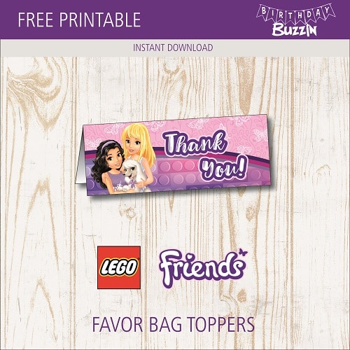 Free printable Lego Friends Favor Bag Toppers