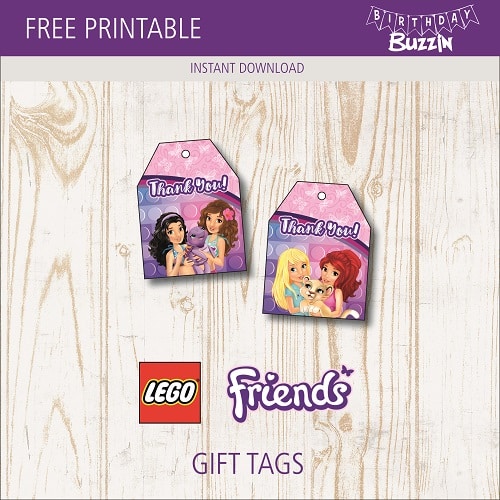 Free printable Lego Friends Favor Tags