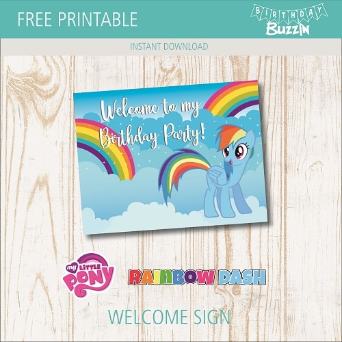 Free Printable Rainbow Dash Welcome Sign Birthday Buzzin