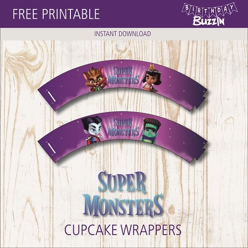 Free printable Super Monsters Cupcake Wrappers