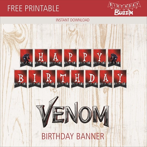 Free printable Venom Birthday Banner