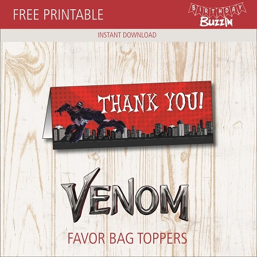 Free printable Venom Favor Bag Toppers