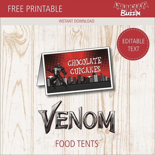Free printable Venom Food tents