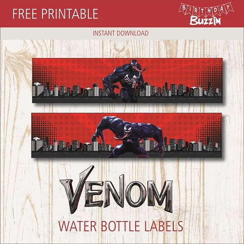 Free printable Venom Water bottle labels
