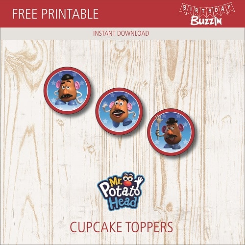 Free printable Mr Potato Head Cupcake Toppers