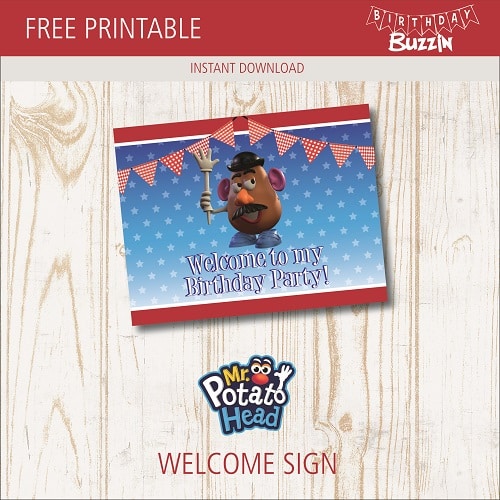 Free printable Mr Potato Head Welcome Sign