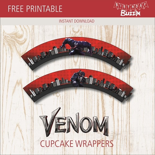 Free printable Venom Cupcake Wrappers