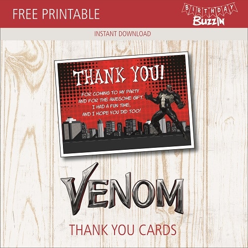 Free printable Venom Thank You Card