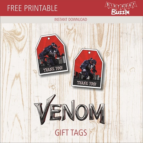 Free printable Venom favor tags