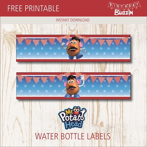 Mr Potato Head Water bottle labels