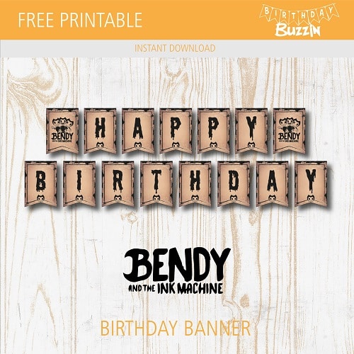 Free printable Bendy and the Ink Machine Birthday Banner