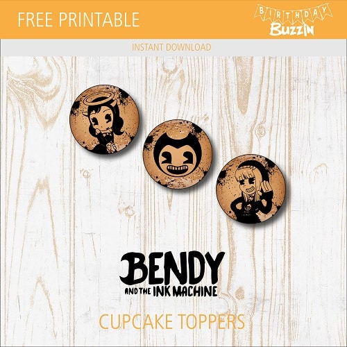 Free printable Bendy and the Ink Machine Cupcake Toppers