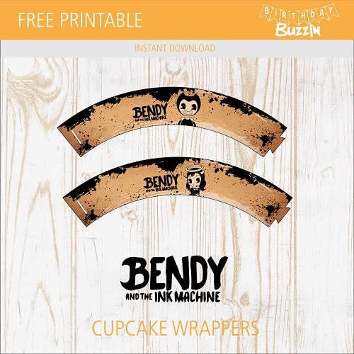 Free printable Bendy and the Ink Machine Cupcake Wrappers