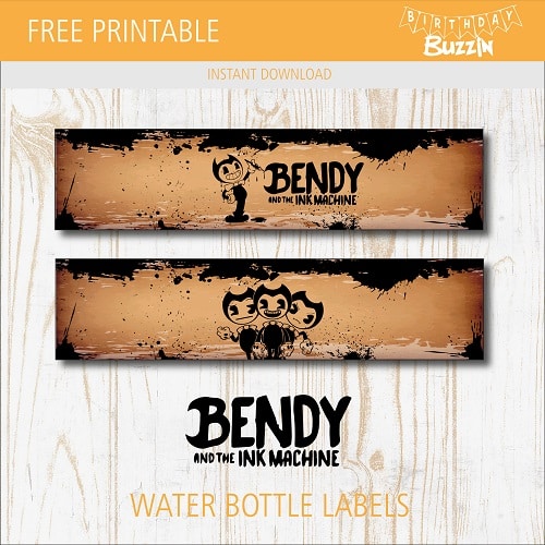 Free printable Bendy and the Ink Machine Water bottle labels